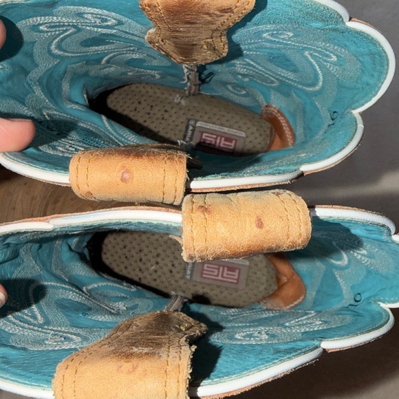 Ariat Square Toe Ostrich Coral Turquoise Boots Women’s Size 9 - Picture 7 of 8